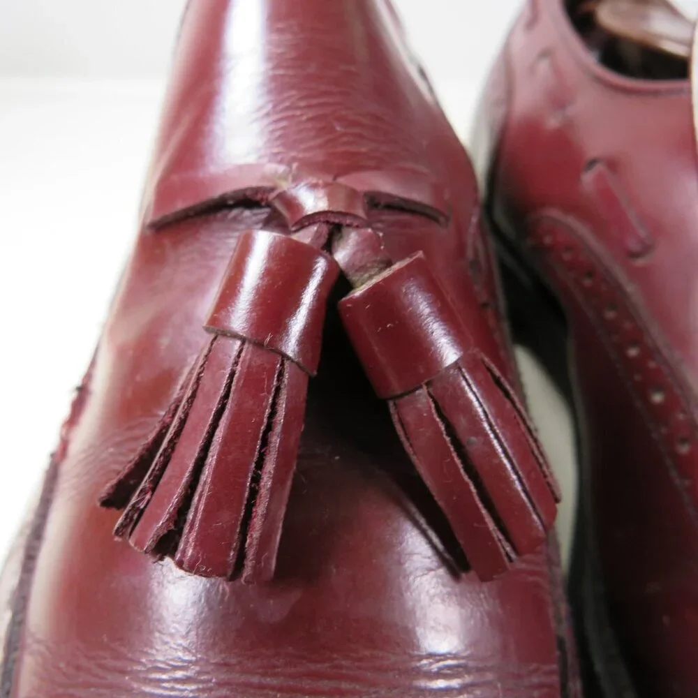 VTG Men's Stafford Leather Burgundy Shoes 8(D) Slip-on Loafer Tassels